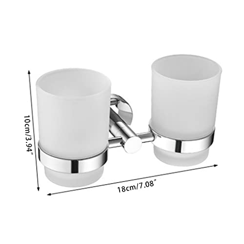 304 Stainless Steel Toothbrush Holder Gargle Cup Wall Mounted, Double/Single Set Wall Mount for Bathroom