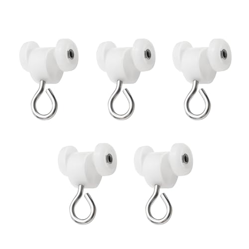 Roller Carriers with Eyelet Rings - Dual Wheel Carriers for Ceiling Mounted Curtain Track with Stainless Steel Loops for Drapery Hooks - Pack of 25 - size: Eyelet Rings - 25