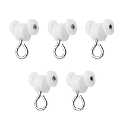 Roller Carriers with Eyelet Rings - Dual Wheel Carriers for Ceiling Mounted Curtain Track with Stainless Steel Loops for Drapery Hooks - Pack of 25 - size: Eyelet Rings - 25
