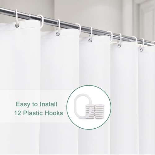 UFRIDAY White Long Shower Curtain Liner 72 x 75 inch, PEVA Bath Curtain for Home and Hotel, Extra Long Shower Curtain with 3 Magnets Bottom - color: White, size: 72"W x 75"L (Pack of 1)