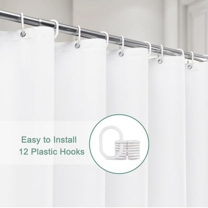 UFRIDAY White Long Shower Curtain Liner 72 x 75 inch, PEVA Bath Curtain for Home and Hotel, Extra Long Shower Curtain with 3 Magnets Bottom - color: White, size: 72"W x 75"L (Pack of 1)