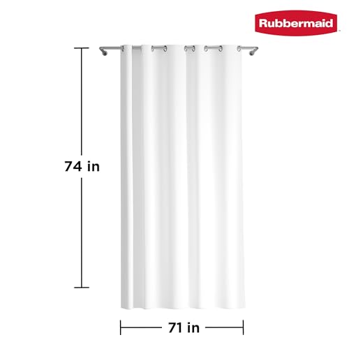 Rubbermaid INSTACURTAIN Hook-Free PEVA Shower Curtain, Waterproof Heavyweight Curtain with Built-in Rustproof Rings and Weighted Magnetic Hem, 71 x 74 Inches, BPA-Free, White with Charcoal Rings - color: White, size: 71"W x 74"L (Pack of 2), style: Withou