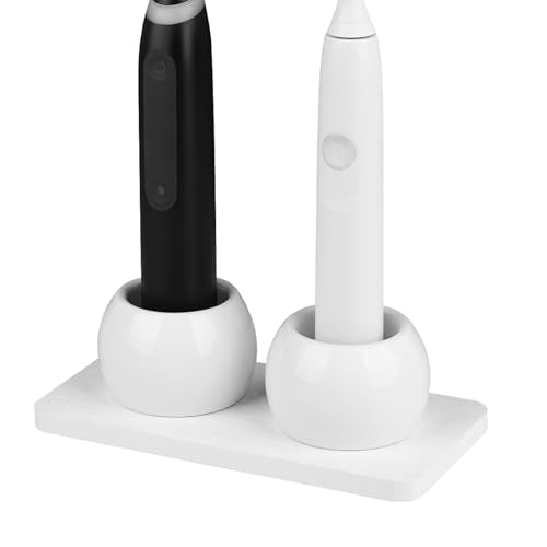 LUEXBOX 2 Pack Ceramic Toothbrush Holder with Diatomite Toothbrush Tray for Bathroom Shower Countertop Storage Organizer, Small Toothpaste Razor Electric Tooth Brush Head Stand (White) - color: White
