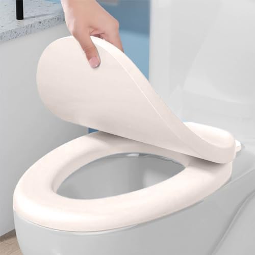 Toilet Seat Round, Toilet Seat with Quick-Release And Quick-Attach, Plastic Toilet Seat with Soft Close, Never Loosen, Easy Install and Clean, Fits Most Toilets - color: White