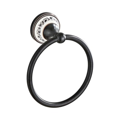 Black Towel Ring Zinc Alloy Bathroom Kitchen Hand Ring Wall Mounted Bathroom Kitchen Towel Rack Heavy Duty Towel Hanger for Bath YIGUANXIN - color: Black, size: Towel Ring