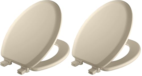 Mayfair Cameron Bone Toilet Seat, Non Slip Heavy Duty Wood, Easy Clean, Made in USA, Elongated (Pack of 2) - color: Bone, size: Elongated (Pack of 2)
