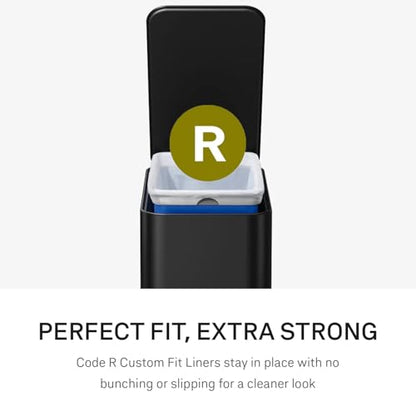 simplehuman Slim Step Can, 9L / 2.4 Gallon Primary Bathroom Trash Can, Liner Pocket®, Sleek Internal Hinge, 150,000-Step All-Steel Pedal, Lid Shox® Silent Close, Matte Black Steel - color: Matte Black, size: 9L
