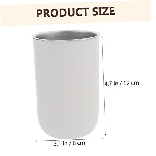 Stainless Steel Toothbrush Storage Cup with Dual Layer Design Multi-Functional Mouthwash Gargling Cup for Boy Girl Capacity Space-Saving Bathroom Organizer - color: White