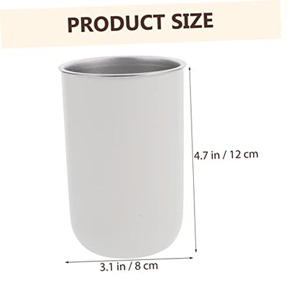 Stainless Steel Toothbrush Storage Cup with Dual Layer Design Multi-Functional Mouthwash Gargling Cup for Boy Girl Capacity Space-Saving Bathroom Organizer - color: White