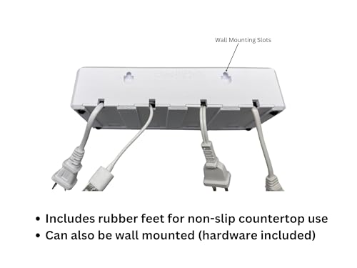 4 Slot Family Electric Toothbrush Charger Holder and Bathroom Organizer, for Select OralB and Philips Sonicare Tooth Brush Chargers (See Compatability Image), Countertop Stand or Wall-Mounted, White - size: 4 Openings