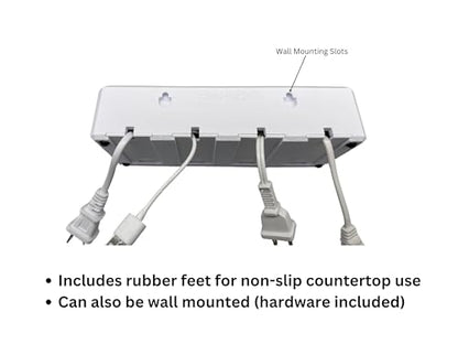 4 Slot Family Electric Toothbrush Charger Holder and Bathroom Organizer, for Select OralB and Philips Sonicare Tooth Brush Chargers (See Compatability Image), Countertop Stand or Wall-Mounted, White - size: 4 Openings