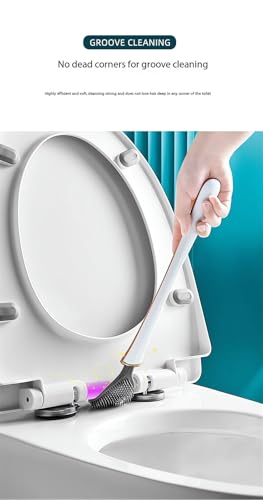 Modern Flexible Silicone Toilet Caspa for Home 2025 Silicone Toilet Wand Bowl Brush and Holder Cleaning Set Wall Mounted Rubber Bathroom Toilet Scrubber Bowl Cleaner Brushes with Dispenser (Orange) - color: Orange