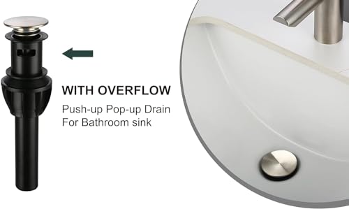 Brushed Nickel 4 Inch Centerset Bathroom Faucet 3 Hole with Drain,2 Pack | Derengge High Arc Classic 2-Handle Bathroom Faucet, Vanity Lavatory Faucet with 360° Swivel Spout，BF-4501D-BN - color: Brushed NickelX2