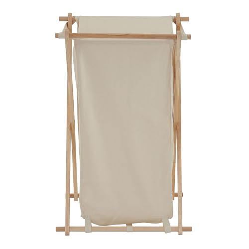 Household Essentials 6785-1 Collapsible Wood X-Frame Laundry Hamper with Fold Over Lid - color: Natural, style: Hamper