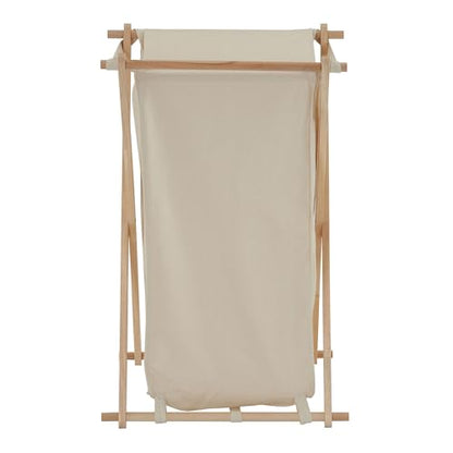 Household Essentials 6785-1 Collapsible Wood X-Frame Laundry Hamper with Fold Over Lid - color: Natural, style: Hamper