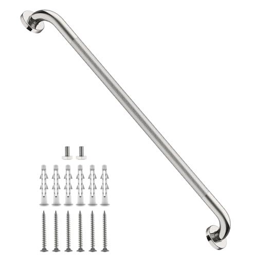 36 Inch Anti Slip Shower Grab Bars, Munzong Grab Bar for Showers | Brushed Nickel Knurled Handicap Balance Bar Safety Hand Rail Support Elderly Senior Assist Bath Handle - color: Chrome, size: 36 Inch