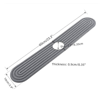 dophee Diatomite Fast Drying Stone Faucet Mat for Kitchen Sink, Dark Grey | Sink Tray Faucet Splash Guard Absorbent Mat for Bathroom Counter, 23.3"x3.9" - color: Dark Gray