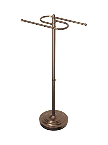 Gatco 1508, Modern Round Base Floor Standing S Style Towel Holder, Bronze / 38" H Freestanding Hand Bath Towel Stand for Bathroom - color: Bronze