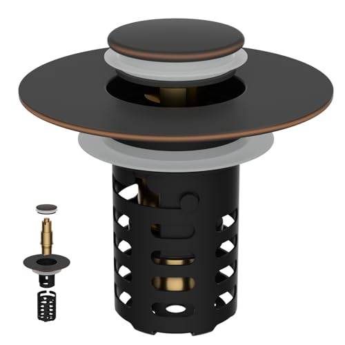 Universal Bathroom Sink Drain Strainer 3in1 Metal Hair Catcher, Oil Rubbed | Upgraded Pop-up Sink Stopper, Fit for 1.1''~2.36'' Basin Hole, with Detachable Stainless Steel Filter Basket - color: Oil Rubbed Bronze