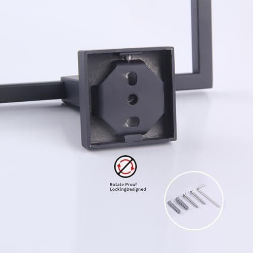 GERZWY Matte Black Bath Towel Ring Bathroom Towel Holder Towel Rack Wall Mounted Stainless Steel Contemporary Style JG1916-2BK - color: Black