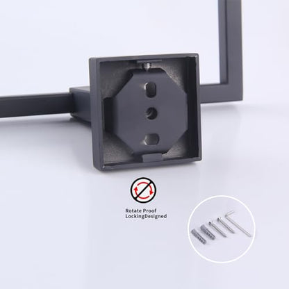 GERZWY Matte Black Bath Towel Ring Bathroom Towel Holder Towel Rack Wall Mounted Stainless Steel Contemporary Style JG1916-2BK - color: Black