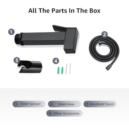 Handheld Bidet Sprayer for Toilet, Cloth Diaper Sprayer with Wall Mounts (ABS) and Hand Held Bidet Bathroom Hose (Stainless Steel), Jet Spray for Toilet, Muslim Shower, Easy to Install (Black) - color: Black