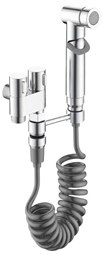 Bidet Sprayer for Toilet | Handheld Bidet Shattaf Toilet Spray | Bathroom Baby Cloth Diaper Sprayer | Support Wall or Toilet Mount - color: Chrome