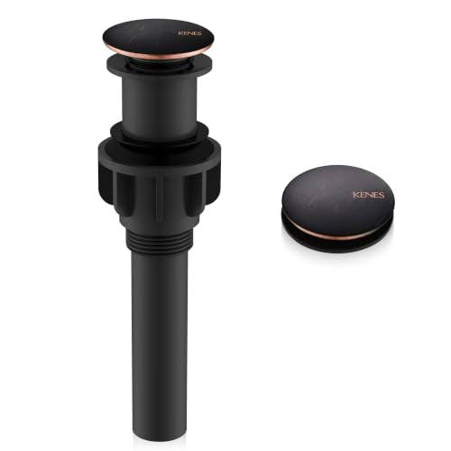 Oil Rubbed Bronze Pop Up Bathroom Sink Drain Stopper Without Overflow | Bathroom Vanity Sink Drain Assembly, Built-in Anti-Clogging Strainer, Plastic Pop Up Drain for Bathroom Vanity Vessel Sink - color: Oil-rubbed Bronze, size: Big Pop up Cap (Without Ov