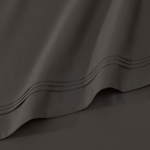 SUPERIOR Egyptian Cotton 4 Piece Sheet Set, Luxury 1000 Thread Count, Eco-Friendly, Sustainable Sheets, Basics, Solid, Deep Pocket Fitted Sheet, Flat Sheet, Pillowcases, Olympic Queen, Charcoal - color: Charcoal, size: Super Queen