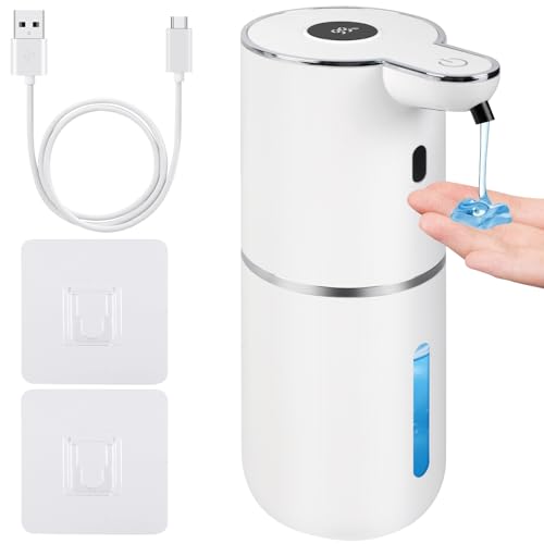 Automatic Soap Dispenser, Hand Soap Dispenser 12.8oz/380ml Smart Rechargeable, Liquid Touchless Soap Dispensers with 6-Level, Wall Mounted or Countertop Dish Soap Dispensing for Bathroom & Kitchen - color: White