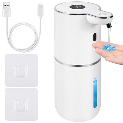 Automatic Soap Dispenser, Hand Soap Dispenser 12.8oz/380ml Smart Rechargeable, Liquid Touchless Soap Dispensers with 6-Level, Wall Mounted or Countertop Dish Soap Dispensing for Bathroom & Kitchen - color: White