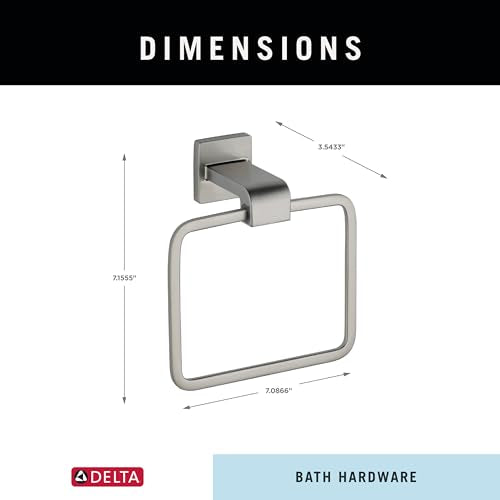 Delta Hand Towel Holder | Square Stainless Steel Ring for Hanging Towels in Kitchen, Bathroom | Ara Accessories
