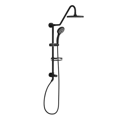 PULSE ShowerSpas Kauai III Matte Black Rain Shower Head with Handheld Spray - 2.5 GPM, 8" Showerhead, 5-Function HandShower, Adjustable Slide Bar - Shower Heads with Handheld Spray Combo - color: Matte Black, size: 2.5 Gallon Per Minute