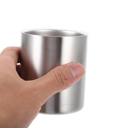 DOITOOL Toothbrush Holder for Bathroom, 304 Stainless Steel Toothbrush Tumbler Cup Water Cup Beverages Beer Cup for Home Party Travel (Silver, 300ml)