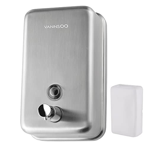 Commercial Soap Dispenser Wall Mount Stainless Steel, Vertical | Rust-Proof Lining and Anti-Leak Pump Liquid Hand 1100ml / 37oz. - size: Vertical