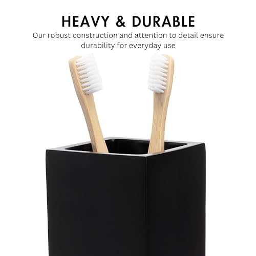 Yew Design Matte Black Bathroom Toothbrush Holder Cup - Square - color: Square Matte Black