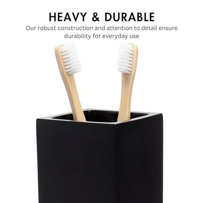 Yew Design Matte Black Bathroom Toothbrush Holder Cup - Square - color: Square Matte Black