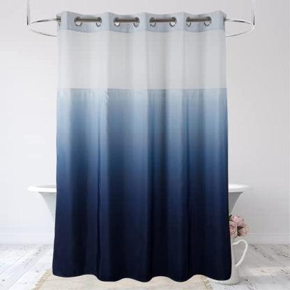 71" W x 74" L Hook Free Fabric Shower Curtain with Polyester Snap-in Liner with Magnets–Hotel Quality Top See Through Gradient Blue - color: Gradient Blue, size: 65"W x 76.4"L (Pack of 1)