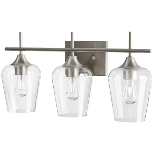 VONLUCE 3 Light Bathroom Vanity Light Fixture,Brushed Nickel | Wine Glass Shades, E26 Sockets, Easy to install, Vanity Lights for Bathroom Bedroom Hallway Living Room - color: Nickel, size: 3-Light