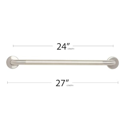Seachrome 24" Wall Mount Grab Bar, 1 ¼" Diameter, Concealed Flanges, ADA Compliant, Peened with Satin Ends - size: 24 Inch