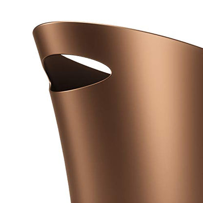 Umbra Skinny Trash Can, Slim Bathroom Garbage Can, 2 Gallon, Bronze | Built-in handle, fits narrow openings and odd spaces, strong construction, easy wipe clean, rounded corners