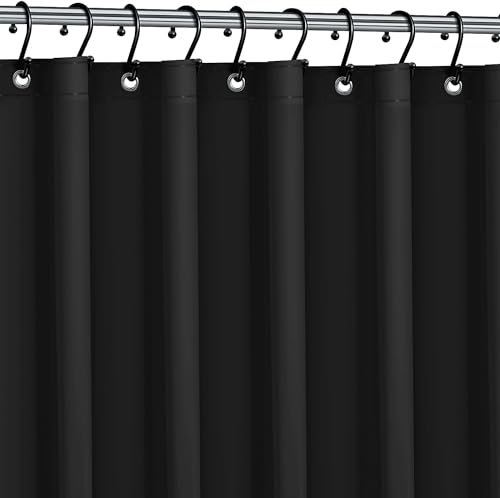 Dependable Industries inc. Essentials Premium 6 Gauge EVA Shower Curtain Liner - PVC Free Magnetized Bottom Odorless with Rustproof Grommets (Black) - color: Black