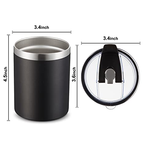 MEWAY 12 oz Lowball, Tumbler Stainless Steel Double Wall Vacuum Insulated Mug with Straw and Lid, Cleaning Brush ，Durable Powder Coated Insulated Coffee Cup for Cold & Hot Drinks (MIX,4 pack) - color: MIX