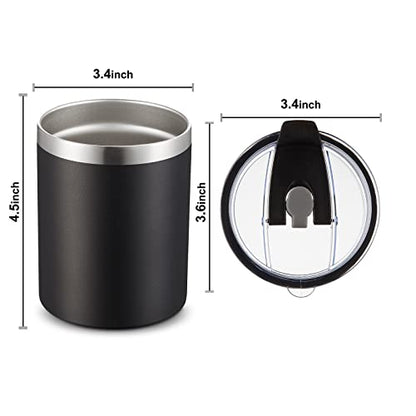 MEWAY 12 oz Lowball, Tumbler Stainless Steel Double Wall Vacuum Insulated Mug with Straw and Lid, Cleaning Brush ，Durable Powder Coated Insulated Coffee Cup for Cold & Hot Drinks (MIX,4 pack) - color: MIX