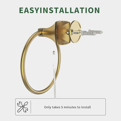 Hand Towel Holder for Bathroom Brushed Gold Towel Ring Stainless Steel and Zinc Alloy Towel Hanger Wall Mount for Bath, Kitchen - color: Brushed Gold