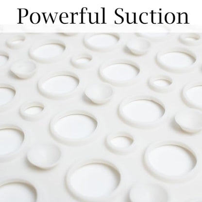 Tiamo TPE Bathtub Mat Non Slip Quick Dry Suction Cups Shower Mat | 35x16 inch long size,machine washable,white,ideal for elderly,pregnant women,kids,smooth surfaces only - color: White, size: 35" x 16" (Rectangular)
