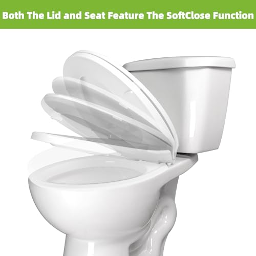 Toilet Seat Elongated with Slow Close Hinges, Universal Oval Fit, White | Compatible with TOTO/Kohler/Gerber/American Standard, Four Bumpers Never Loosen, Two Sets Toilet Bolts and Nuts, - style: Universal Elongated Fit