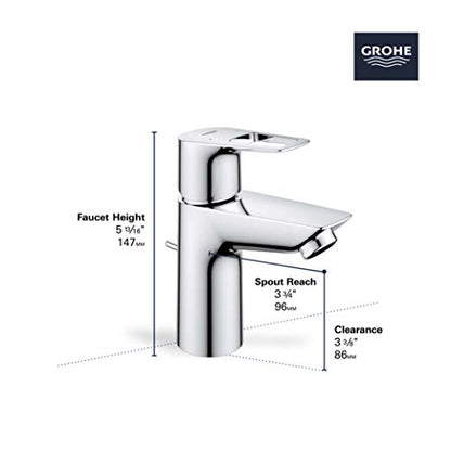 GROHE 23084001 Bauloop, Single Hole Single-Handle S-Size Bathroom Faucet 1.2 GPM, Chrome - size: S-Size - With Drain
