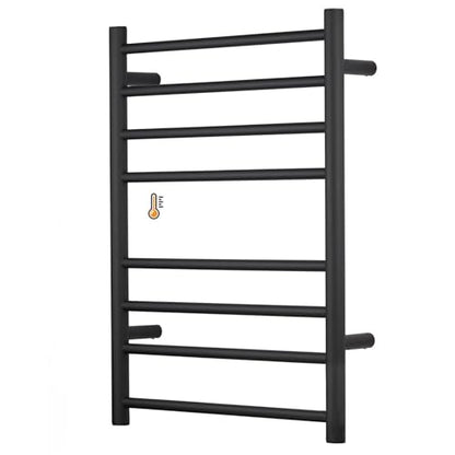 (1 Pack Yariwiz) Electric Towel Warmer for Bathroom Wall Mounted Drying Rack Plug-in Electric Heated Towel Rack Stainless Steel Round 8 Bars Bath Towel Heater Black - size: Size 2
