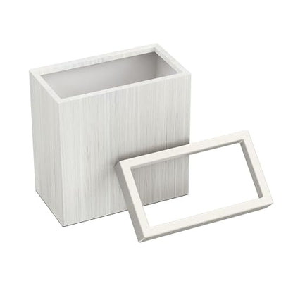 Gatco Small Bathroom Trash Can with Lid, Rectangle 3 Gallon Wastebasket, Under Sink, White Oak with Matte White, for Bathroom, Bedroom, Office (1943W) - color: White Oak/Matte White Lid